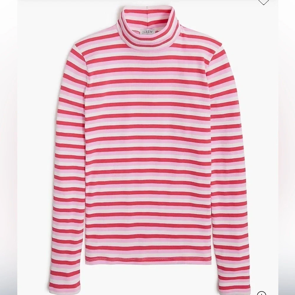 J crew Striped ribbed-knit mockneck top